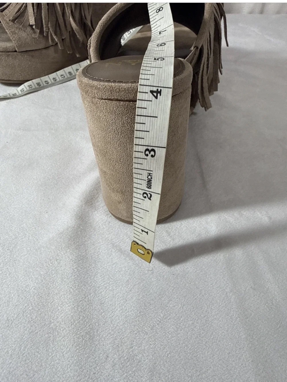NWT! Madden NYC Women's Fringe Boho Taupe Faux Suede Wedge Platform Sandal Sz 9